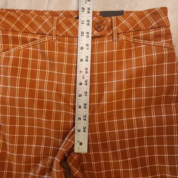 Versona Modern Bootcut Pants Sz: 8 NWT Orange Plaid Hippie 70s Hi Rise - Picture 14 of 16
